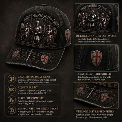 ⚔️ Bound By Honor Forged In Steel – Knights Templar Cap 🎁 Free Honor Coin With Every Cap Purchase