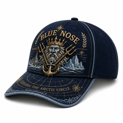 Vintage “Blue Nose” Arctic Circle Crossing Sea God & Anchor 3D Embroidered Commemorative Baseball Cap