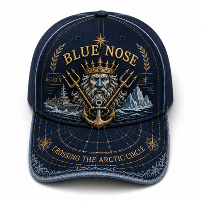 Vintage “Blue Nose” Arctic Circle Crossing Sea God & Anchor 3D Embroidered Commemorative Baseball Cap