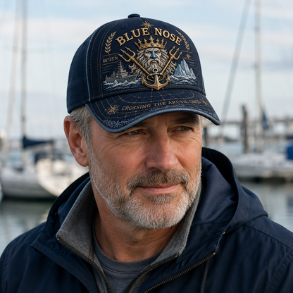 Vintage “Blue Nose” Arctic Circle Crossing Sea God & Anchor 3D Embroidered Commemorative Baseball Cap