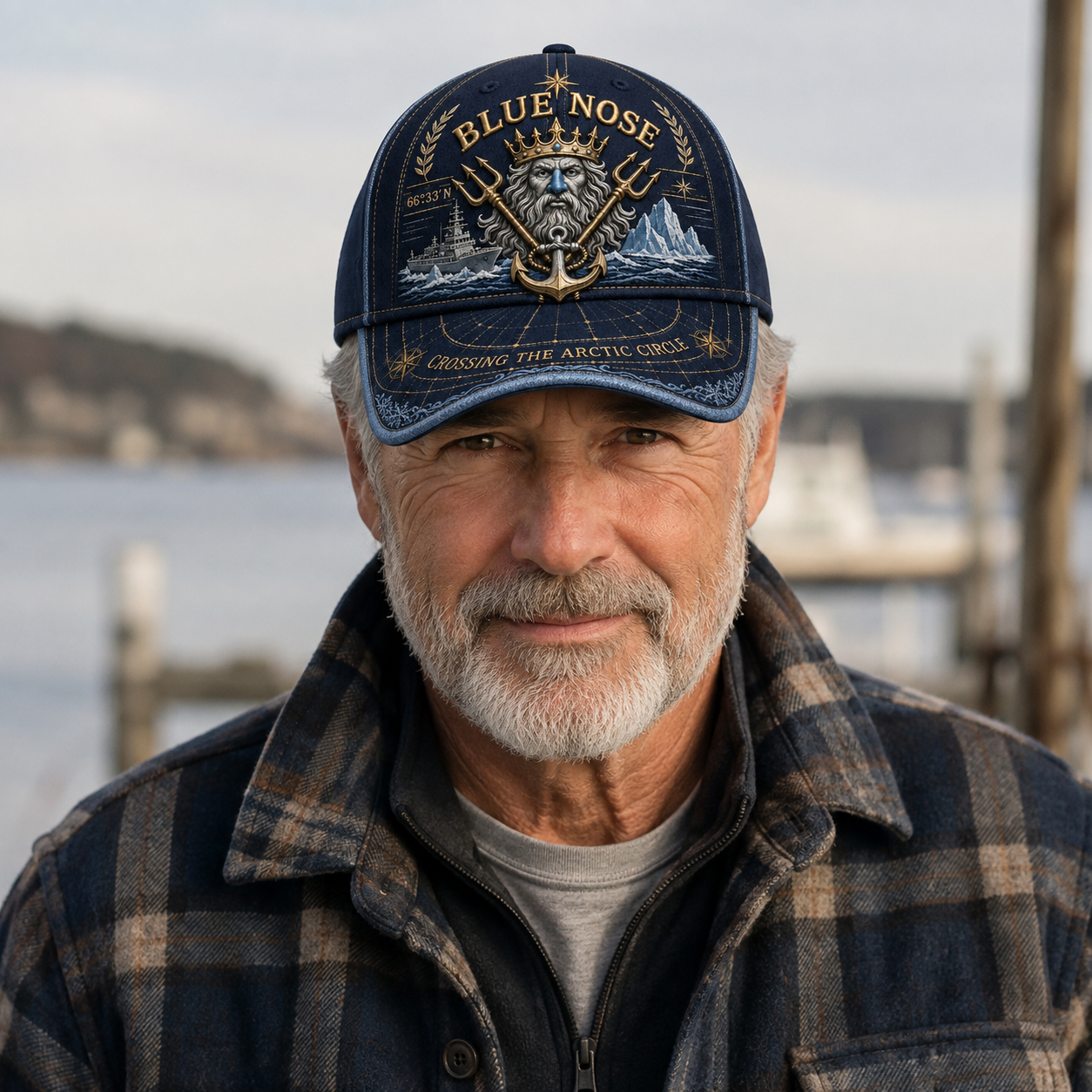 Vintage “Blue Nose” Arctic Circle Crossing Sea God & Anchor 3D Embroidered Commemorative Baseball Cap