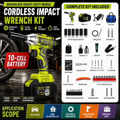 🔥50% OFF TODAY⚡ 2-in-1 Brushless Cordless Impact Wrench Kit