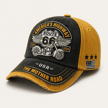 🏍️Retro US 66 100th Anniversary Art Printed Casual Baseball Cap