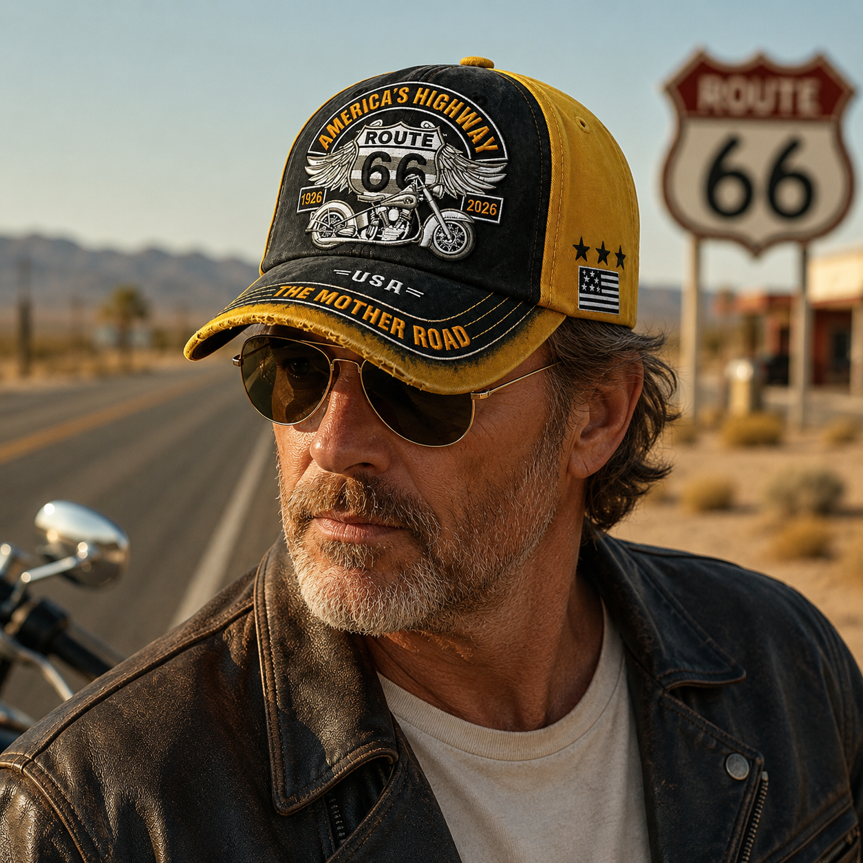 🏍️Retro US 66 100th Anniversary Art Printed Casual Baseball Cap