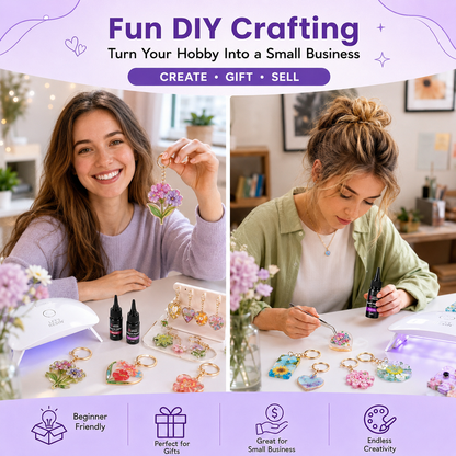⭐HOT SALE 49% OFF - 🎨Instant Creation UV Resin Craft Kit: 12 Colors with Light & Tools