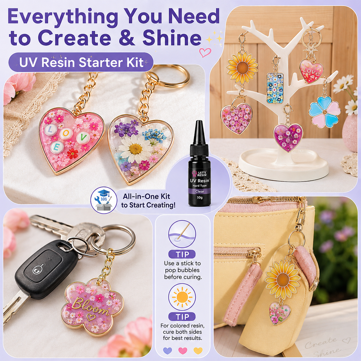 ⭐HOT SALE 49% OFF - 🎨Instant Creation UV Resin Craft Kit: 12 Colors with Light & Tools