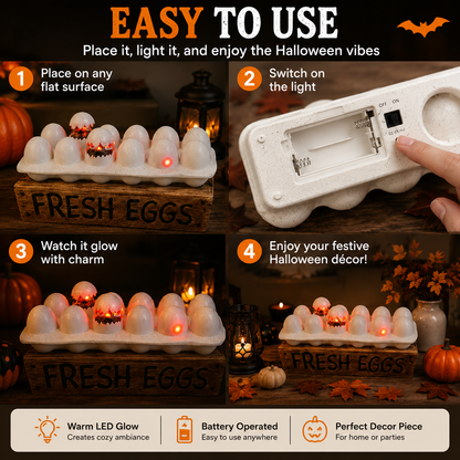 🎃 Glowing Halloween Egg Tabletop Decoration – Cute Spooky Home Decor