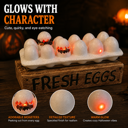 🎃 Glowing Halloween Egg Tabletop Decoration – Cute Spooky Home Decor