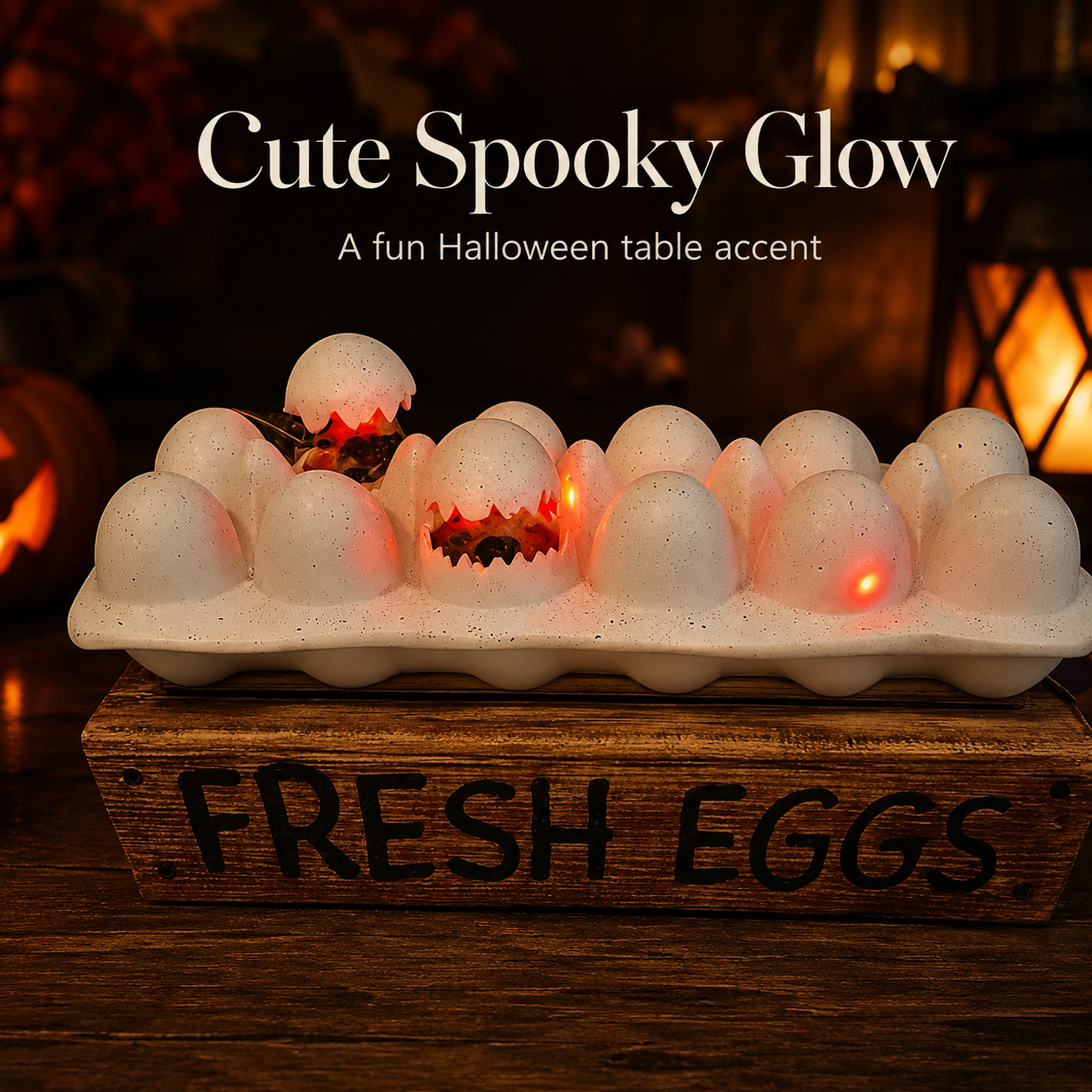 🎃 Glowing Halloween Egg Tabletop Decoration – Cute Spooky Home Decor