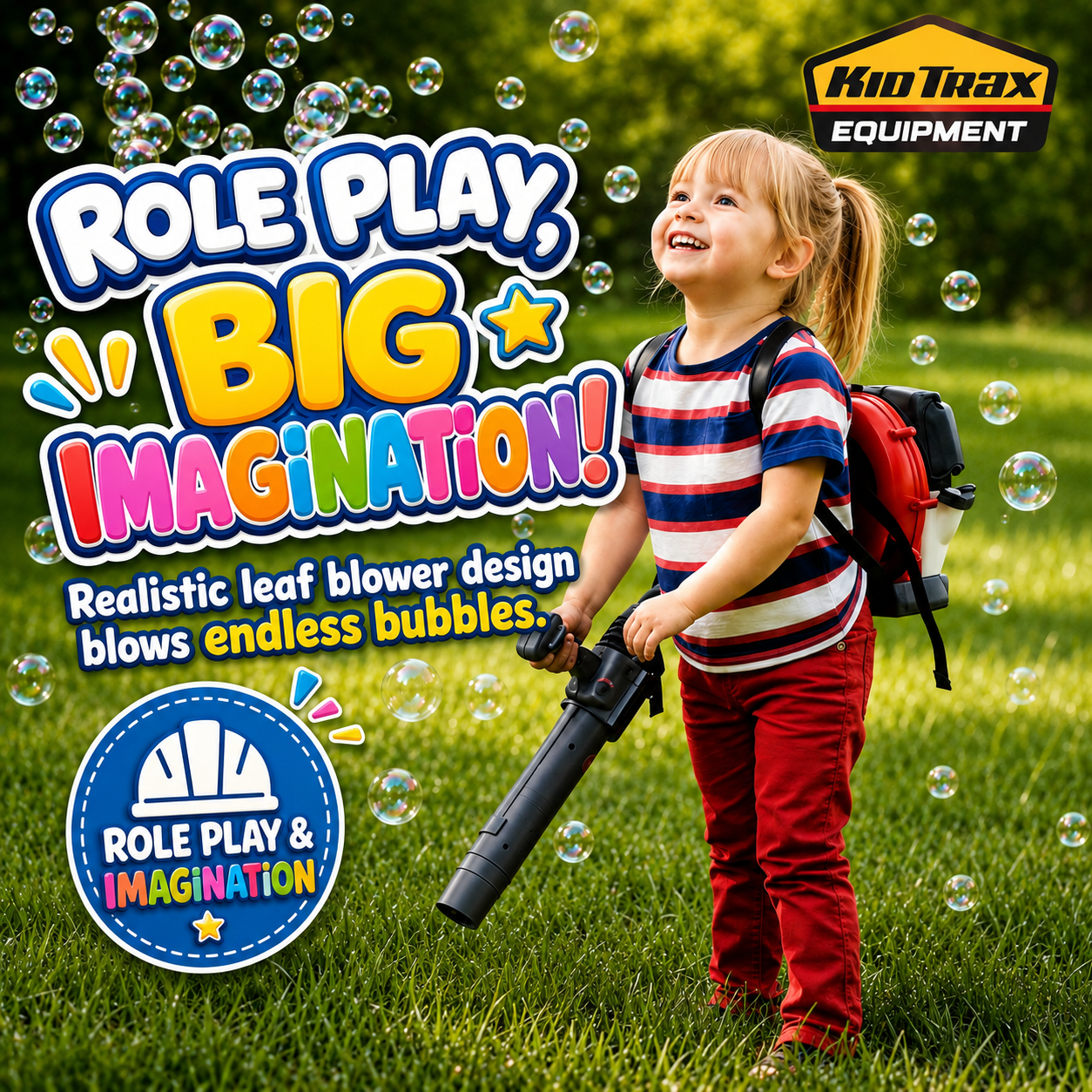 Kids Bubble Leaf Blower Backpack Toy 🫧 | Outdoor Pretend Play Ages 3+