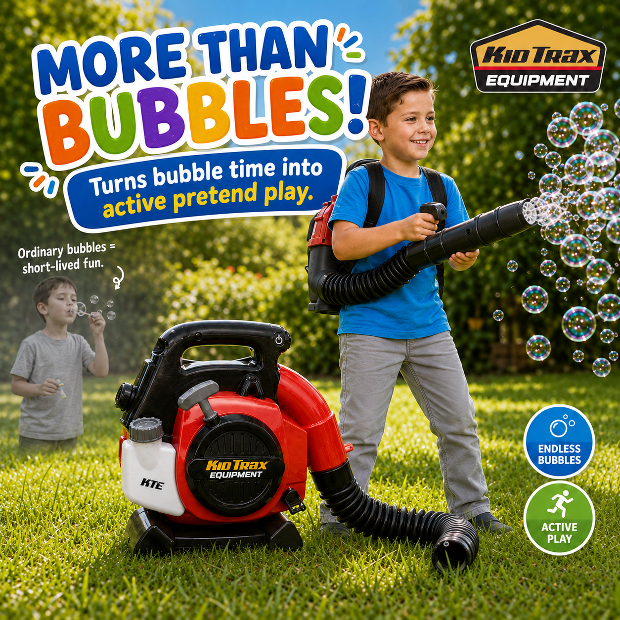 Kids Bubble Leaf Blower Backpack Toy 🫧 | Outdoor Pretend Play Ages 3+
