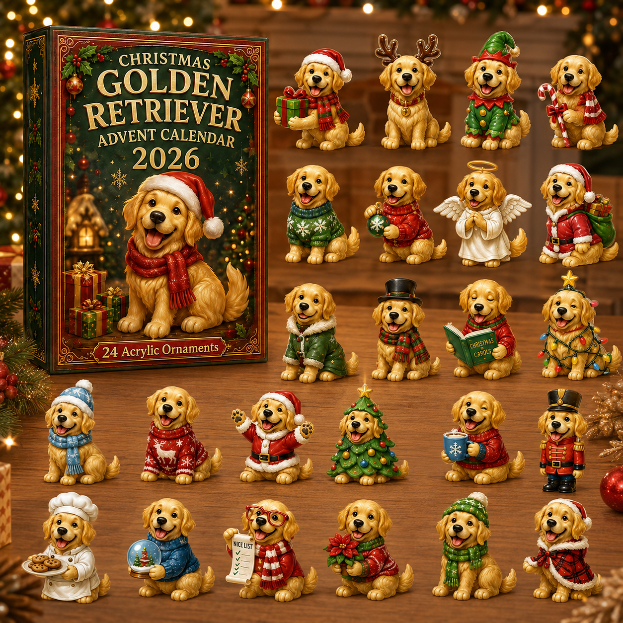 Golden Retriever Cosplay Advent Calendar 2026 – 24 Acrylic Charms