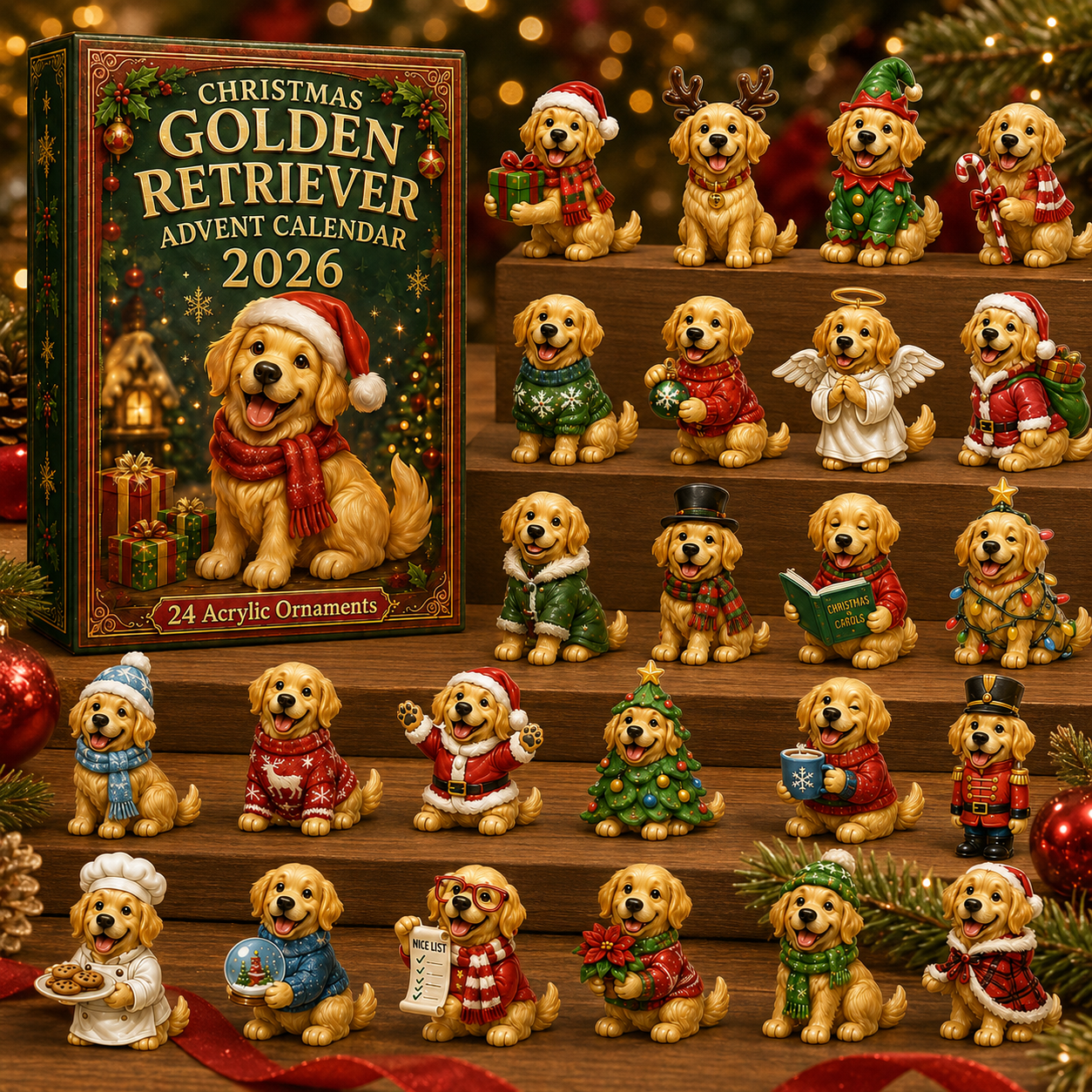 Golden Retriever Cosplay Advent Calendar 2026 – 24 Acrylic Charms