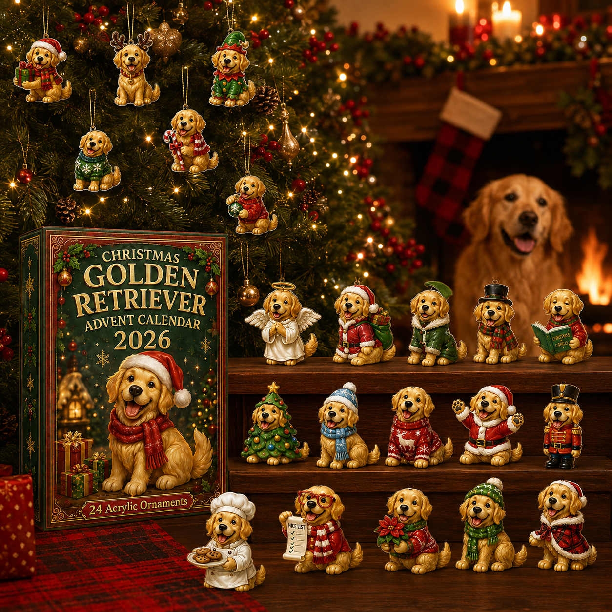 Golden Retriever Cosplay Advent Calendar 2026 – 24 Acrylic Charms