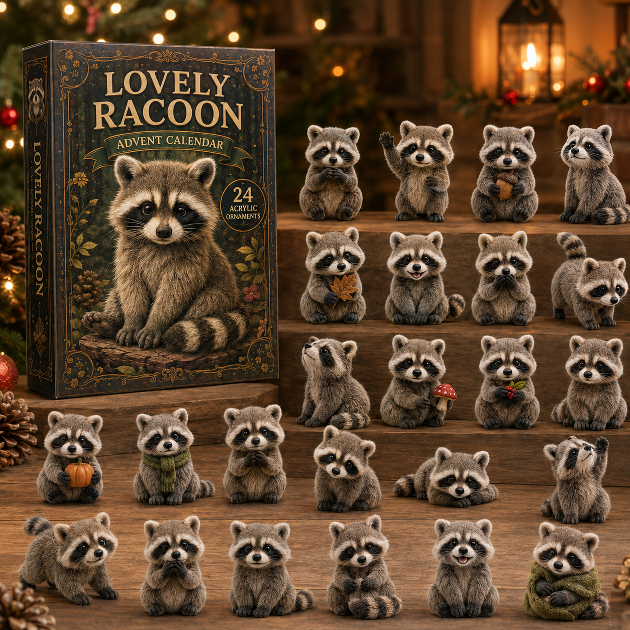 Lovely Raccoon World Advent Calendar 2026 – 24 Acrylic Charms