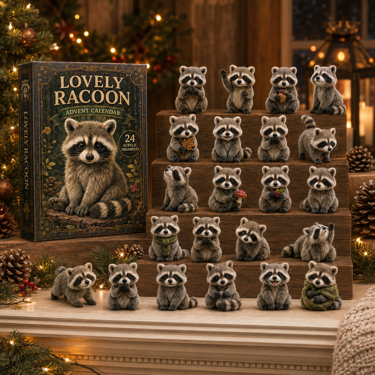 Lovely Raccoon World Advent Calendar 2026 – 24 Acrylic Charms