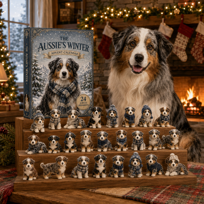Winter Australian Shepherd Advent Calendar 2026 - 24-Day Festive Countdown