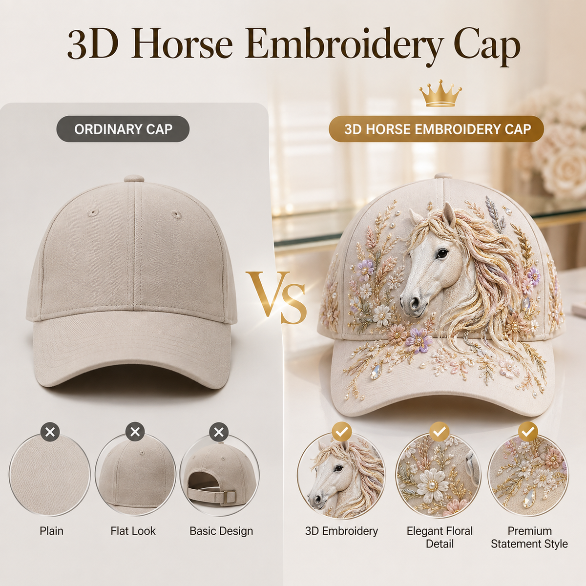 🔥 Last Day 49% OFF 🐴3D Horse Embroidery Cap