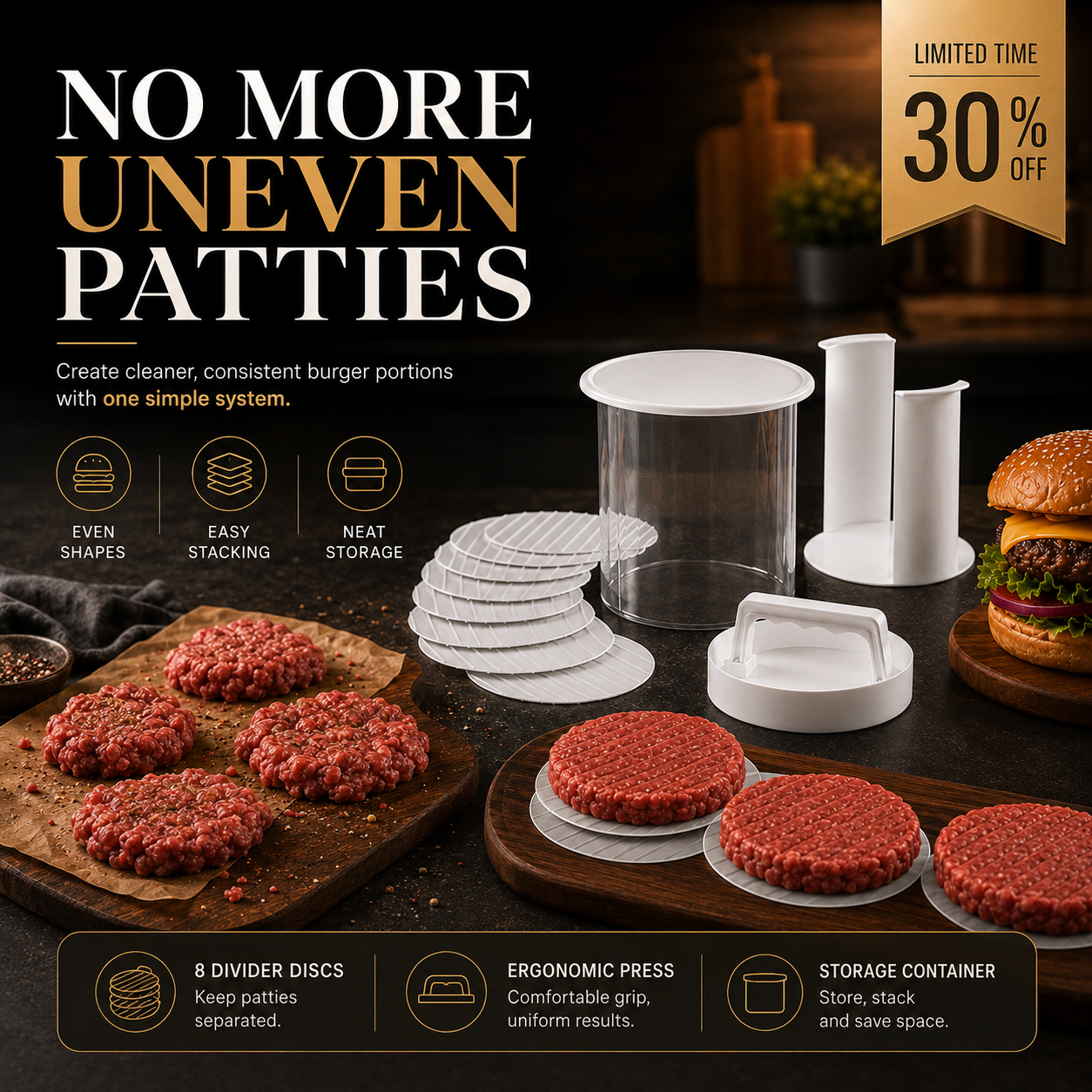 🔥 Burger Patty Press Kit – 30% OFF