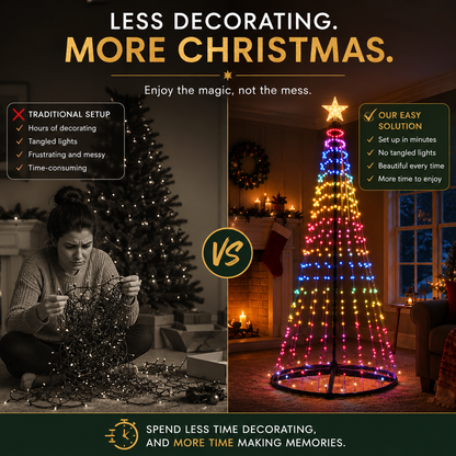7ft Smart Christmas Tree Lights,RGB Color-Changing Light String with 200 LEDs