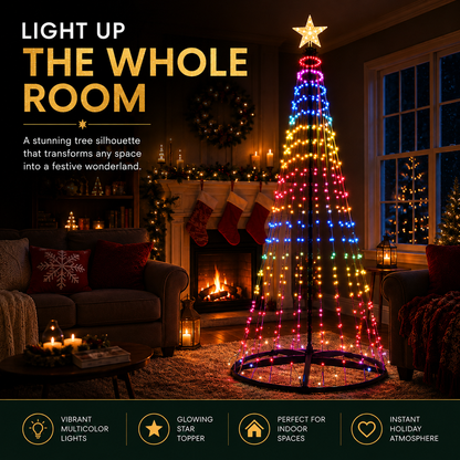 7ft Smart Christmas Tree Lights,RGB Color-Changing Light String with 200 LEDs