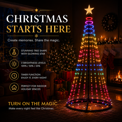 7ft Smart Christmas Tree Lights,RGB Color-Changing Light String with 200 LEDs