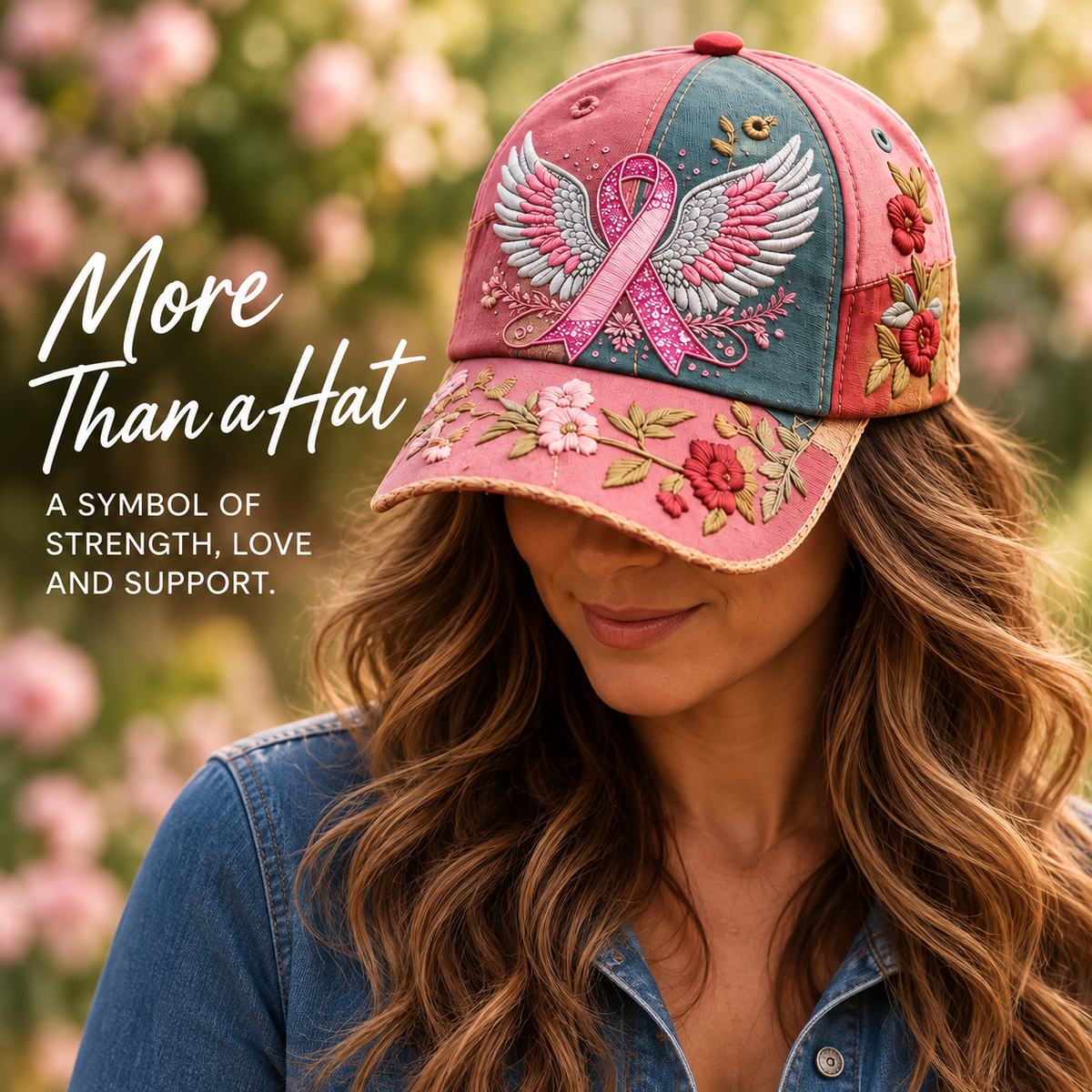🌸Wings of Hope Breast Cancer Awareness Embroidered Cap