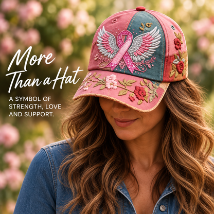 🌸Wings of Hope Breast Cancer Awareness Embroidered Cap