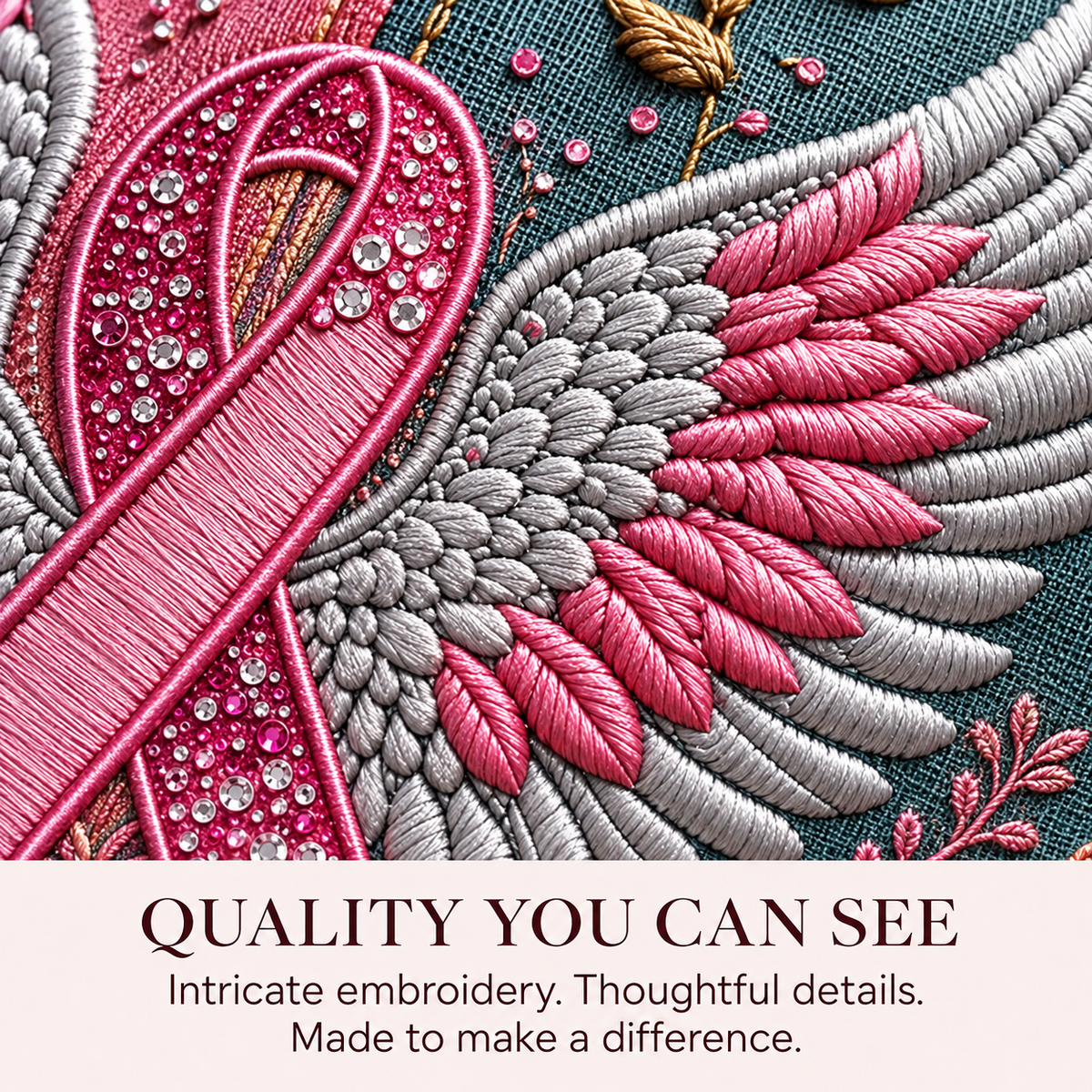 🌸Wings of Hope Breast Cancer Awareness Embroidered Cap