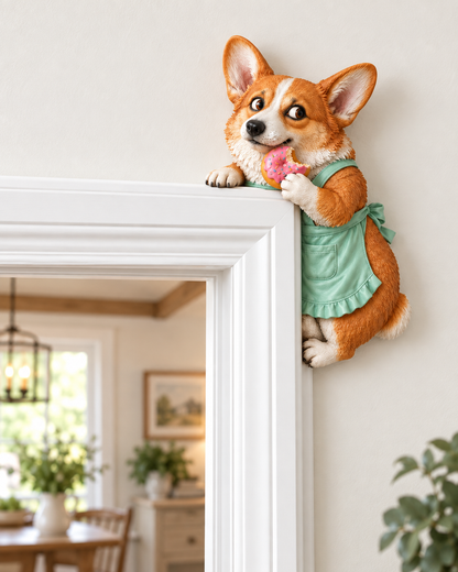👀Adorable Corgi Door Frame Decor Funny Corner Wall Art