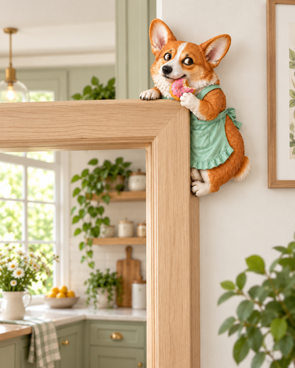 👀Adorable Corgi Door Frame Decor Funny Corner Wall Art
