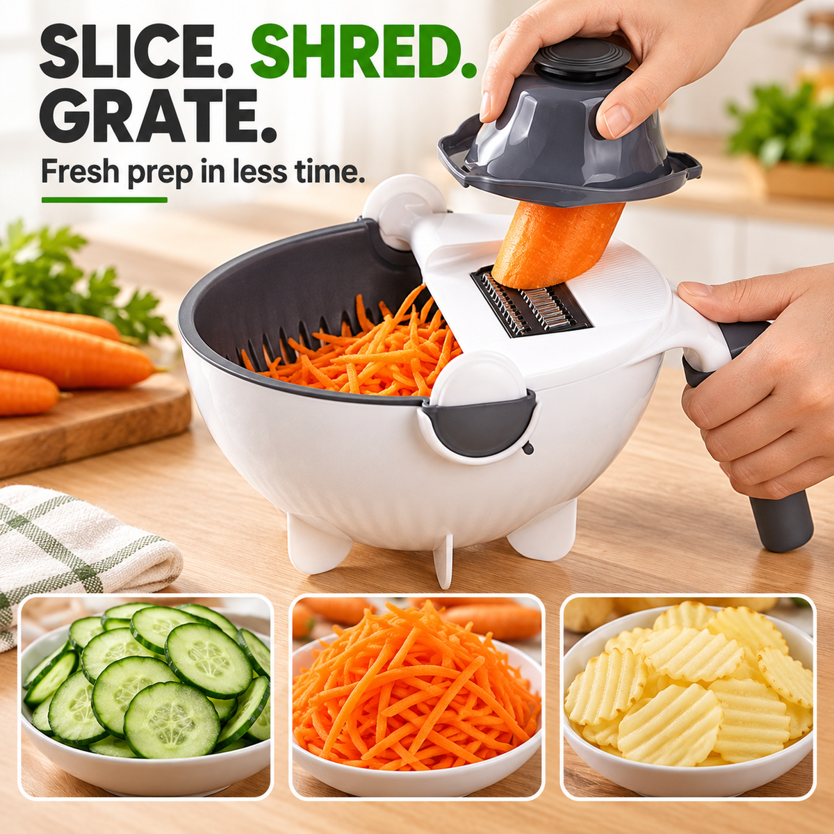 9-in-1 Vegetable Prep Station – Cutter & Drain Basket