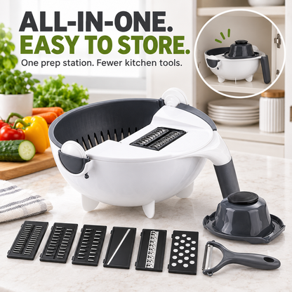 9-in-1 Vegetable Prep Station – Cutter & Drain Basket