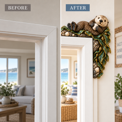 Sea Otter with Shell and Kelp Door Frame Corner Ornament