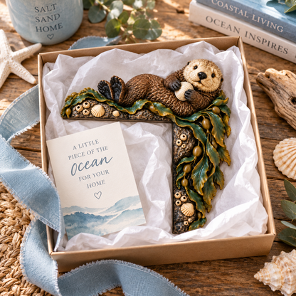 Sea Otter with Shell and Kelp Door Frame Corner Ornament