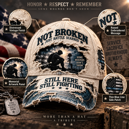 Veteran Mental Health Awareness PTSD 3D Embroideryed Baseball Cap(🧢100% Cotton)