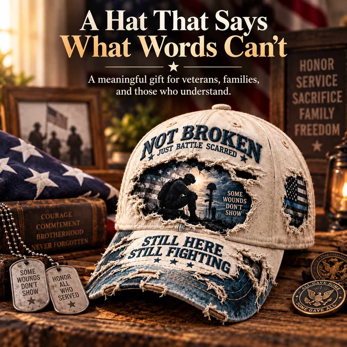 Veteran Mental Health Awareness PTSD 3D Embroideryed Baseball Cap(🧢100% Cotton)