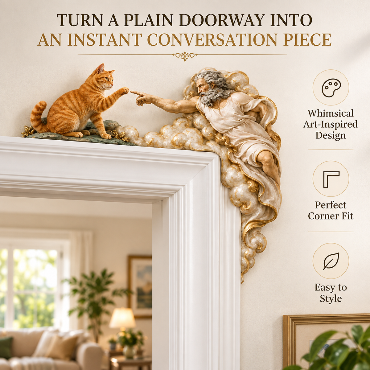 🐱Adorable Peek-a-Boo Tuxedo Cat Door Frame Decor