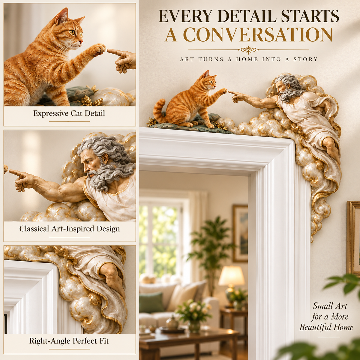 🐱Adorable Peek-a-Boo Tuxedo Cat Door Frame Decor