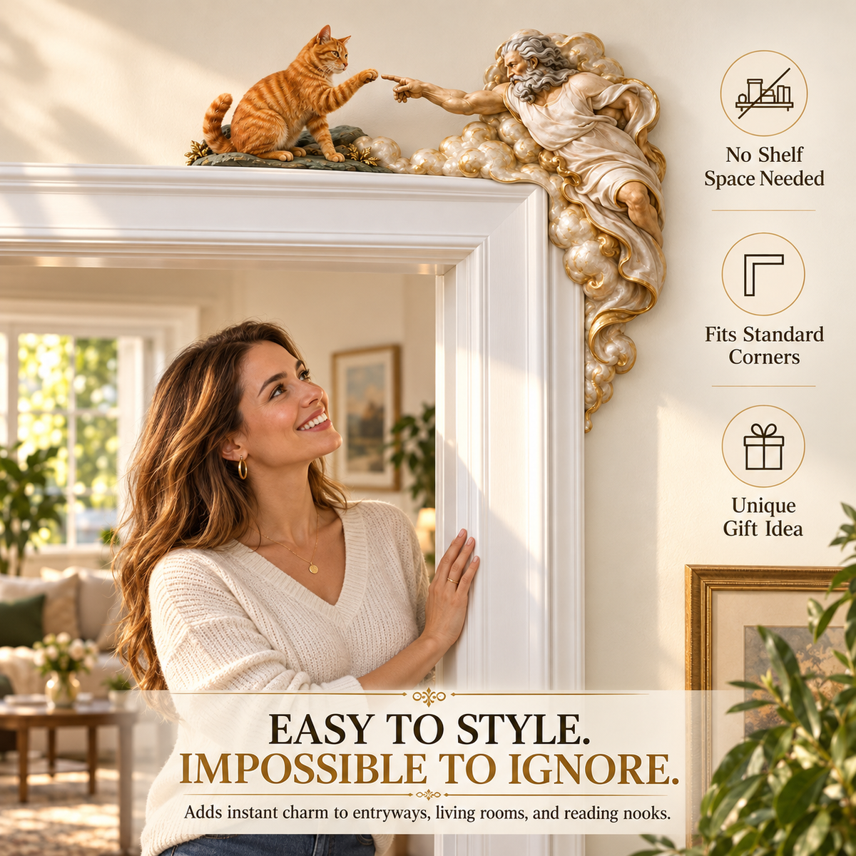 🐱Adorable Peek-a-Boo Tuxedo Cat Door Frame Decor