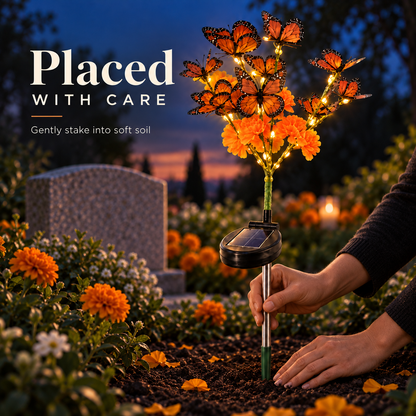 🦋 Solar Butterfly Memorial Stake Light – Día de los Muertos Tribute