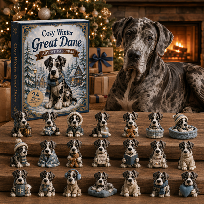CHRISTMAS KICKOFF 40% OFF - Cozy Winter Great Dane Advent Calendar 2026 - 24-Day Festive Countdown, Acrylic Charms Blind Box - Gift For Great Dane Lovers AC0NT148