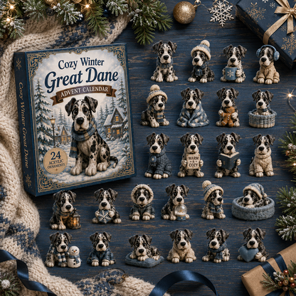 CHRISTMAS KICKOFF 40% OFF - Cozy Winter Great Dane Advent Calendar 2026 - 24-Day Festive Countdown, Acrylic Charms Blind Box - Gift For Great Dane Lovers AC0NT148