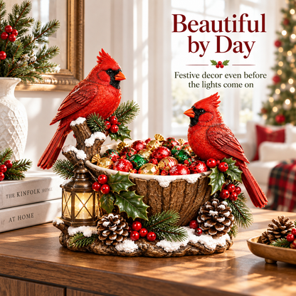 🔥Hot Sale 49% OFF❤️ Cardinal Christmas Treat Bowl™ – Lighted Holiday Candy Bowl & Tabletop Decor