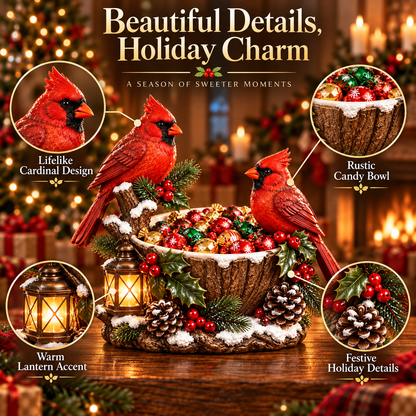 🔥Hot Sale 49% OFF❤️ Cardinal Christmas Treat Bowl™ – Lighted Holiday Candy Bowl & Tabletop Decor