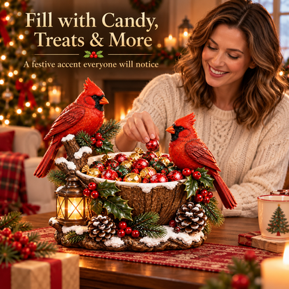 🔥Hot Sale 49% OFF❤️ Cardinal Christmas Treat Bowl™ – Lighted Holiday Candy Bowl & Tabletop Decor