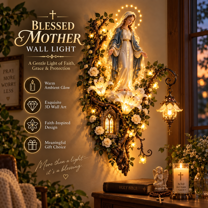 🙏✨ Blessed Mother Lighted Wall Décor | Virgin Mary 3D Religious Wall Art with Warm Ambient Glow
