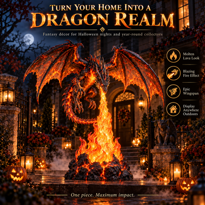 🐉🔥 Fire-Breathing Dragon Lighted Statue | Molten Lava Fantasy Outdoor Décor, Gothic Garden Display & Dragon Lover Gift