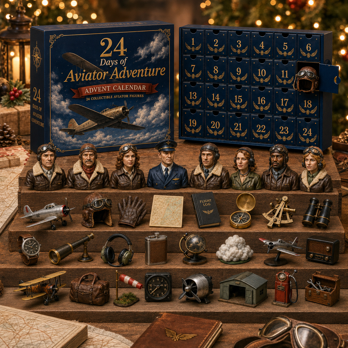 CHRISTMAS KICKOFF 49% OFF - 2026 Days of Aviator Adventure Blind Box - 24-Day Festive Countdown, Aviator-Themed Collectible Figures Blind Box - Gift For Aviation Lovers