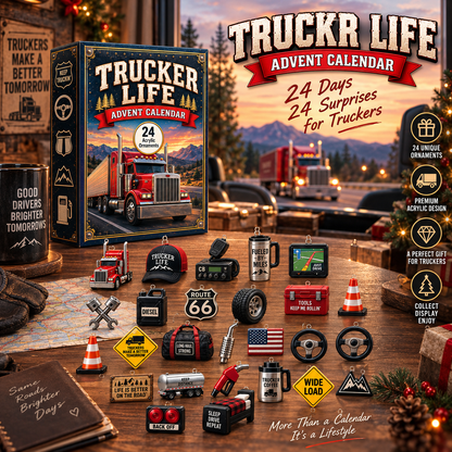 CHRISTMAS KICKOFF 40% OFF - Trucker Life Advent Calendar 2026 - 24-Day Festive Countdown, Acrylic Charms Blind Box - Gift For Job Lovers